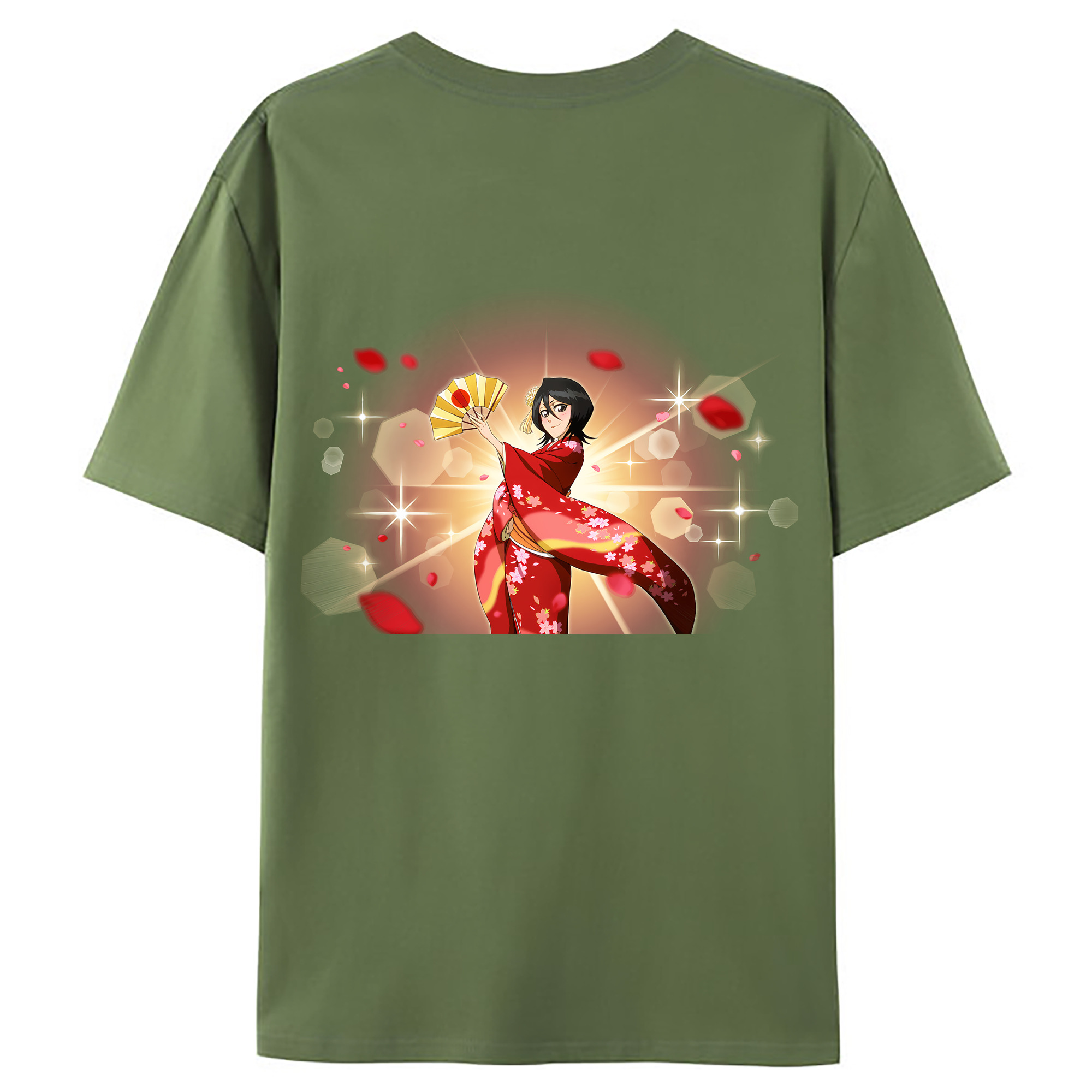 （画像用） ブリーチ 朽木ルキア BLEACH Kuchiki Rukia 綿100％ メンズ半袖Tシャツ（バックプリント） 通気性